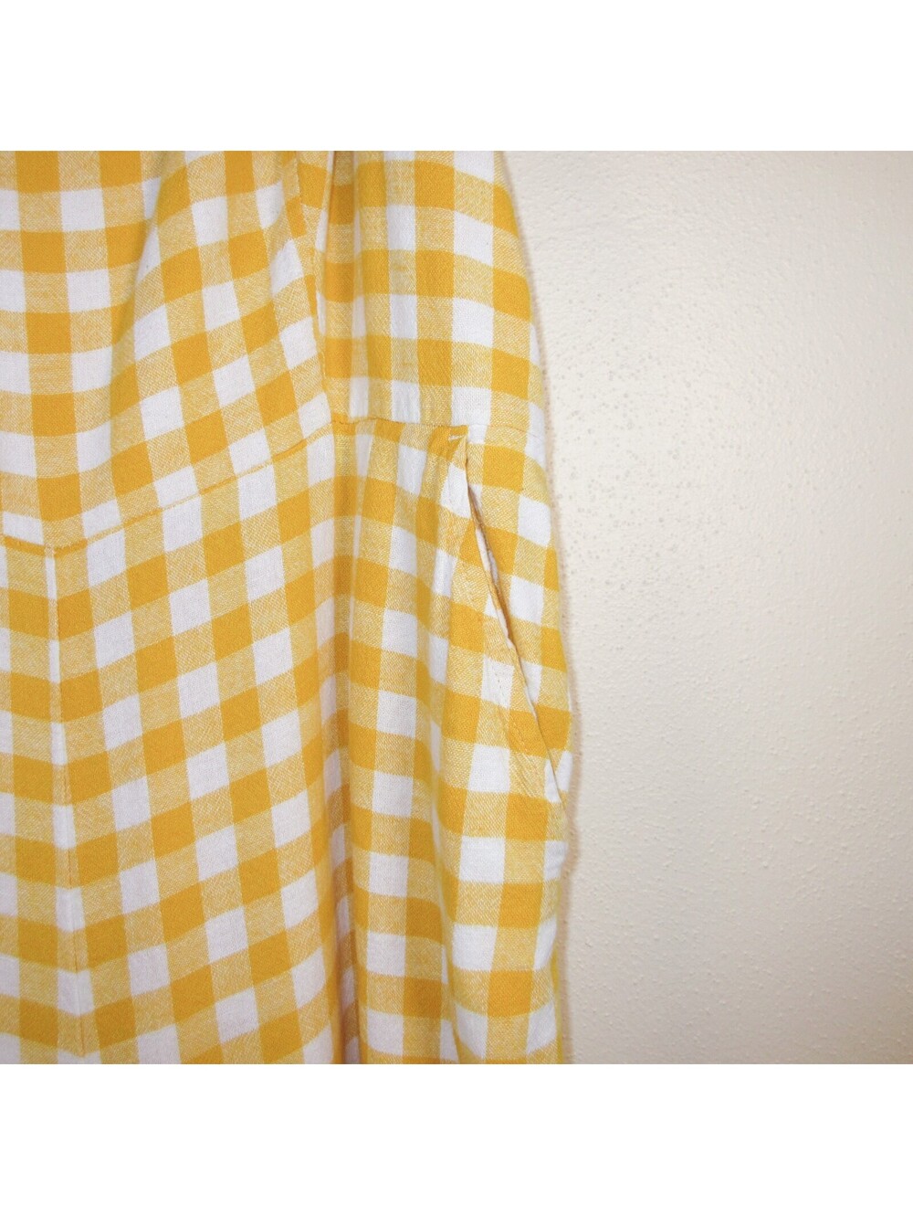 Old Navy Gingham Jumpsuit Yellow White Wide Leg Cottagecore Coastal Sz XL - Picture 3 of 9